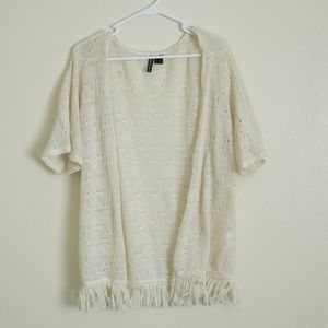 Full Tilt Cream Distressed Cardigan